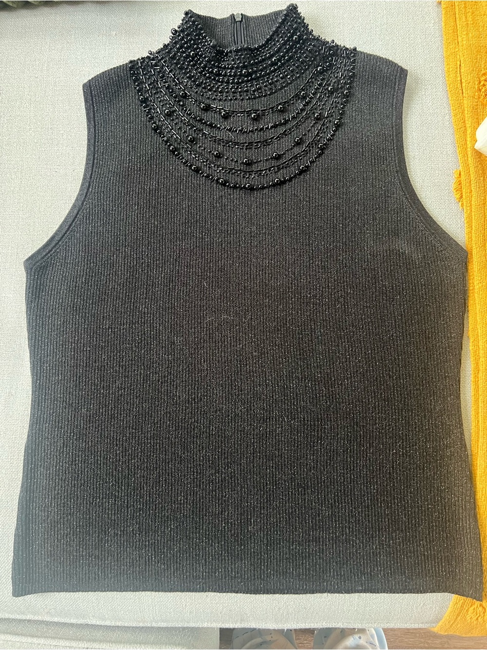 Grace Elements Beaded Mock Neck Sleeveless Tank - Black